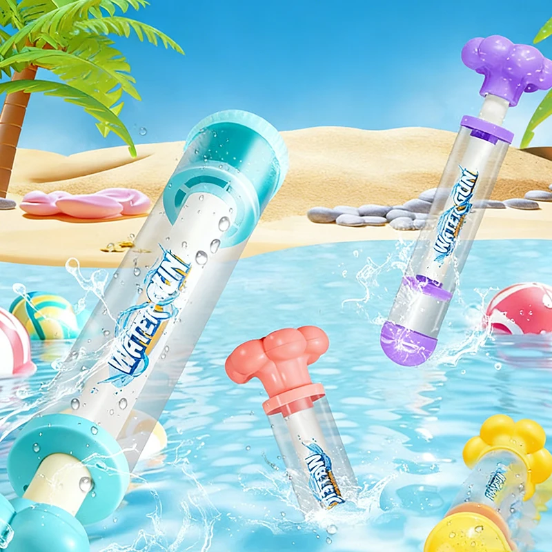 4개/세트 다양한 다채로운 푸셔형 불꽃놀이 물총 휴대용 물 분사기 야외 수영장 해변 물놀이 용품 ZYF