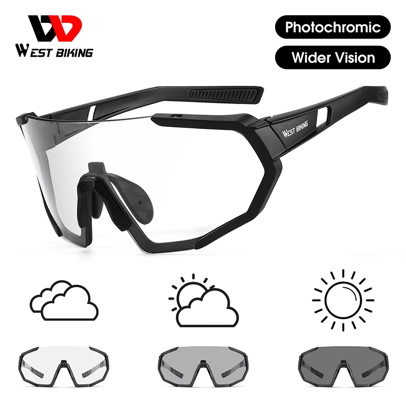 

WEST BIKING Outdoor Photochromic Glasses Myopia Frame HD Cycling Eyewear UV400 Road MTB Bicycle Sunglasses Sports Riding Goggles