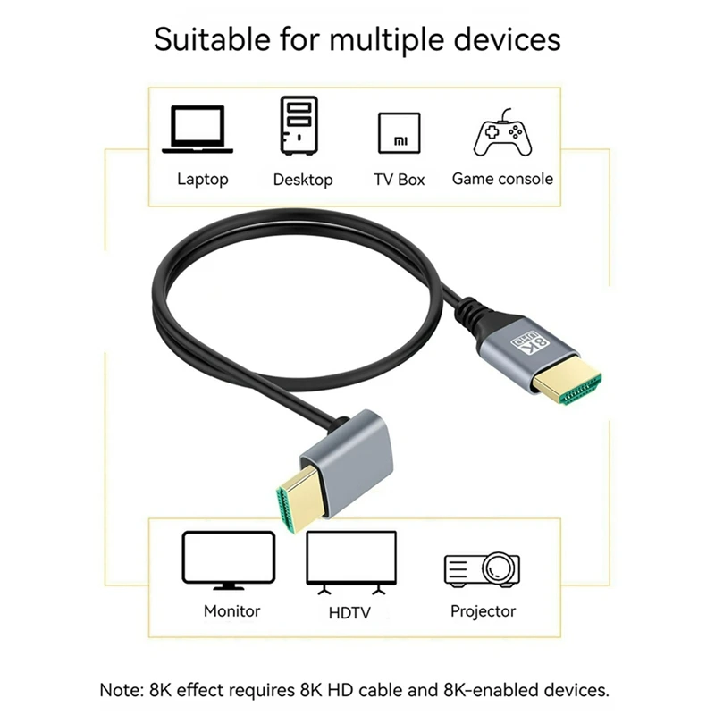 HDTV 2.1 엘보우 다기능 호환 인터페이스, HD 휴대용 라인 디스플레이, 컴퓨터 셋톱 박스, TV 케이블, 8K
