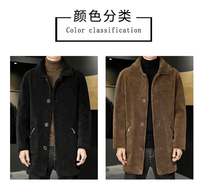 S53ccfbb1c911464d91716bf5c7f77046B Double -sided Wear Winter Jacket Men Granular Velvet Splicing Slim Abrigo Largo Hombre Solid Color Coat Long Warm Jacket Mallzona