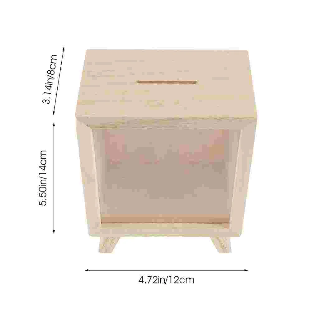 Wooden Piggy Bank Unopenable Savings Jar Kids Money Holder Storage Tip Box Donation Container Family Decor Item 5