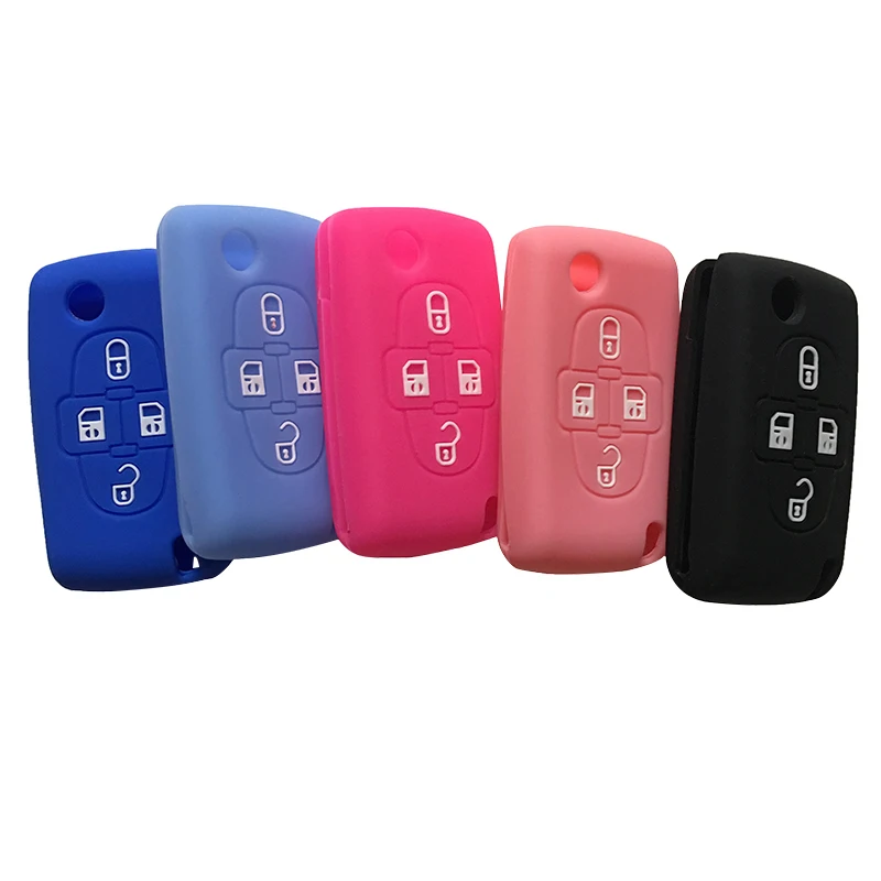Silikon Auto Schlüssel Fob Abdeckung Fall Haut Für Peugeot Auto Key 4 tasten Für Peugeot 1007 807 Lancia Phedra schlüssel abdeckung für Citroën C8 – Detail 1