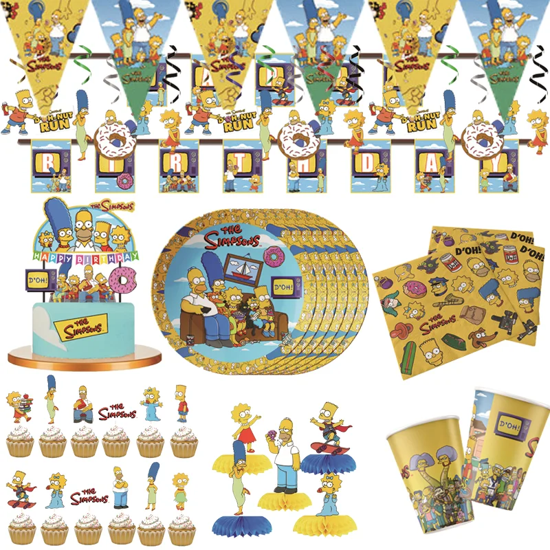 

The Simpsons Theme Birthday Party Balloon Decoration Simpson's Kids Birthday Disposable Tableware Set Baby Shower Decor Supplies
