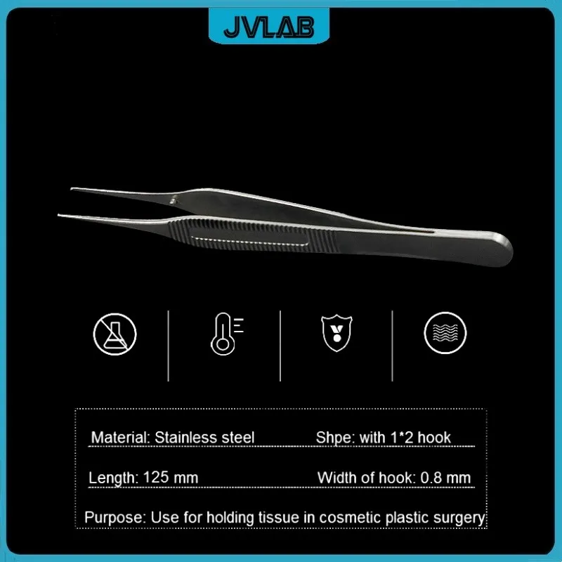 ADSON Forcep Stainless Steel Plastic Surgery Tweezers 125 mm Tissue Forceps Medical Dressing Forceps With 1*2 Hook Width 0.8 mm