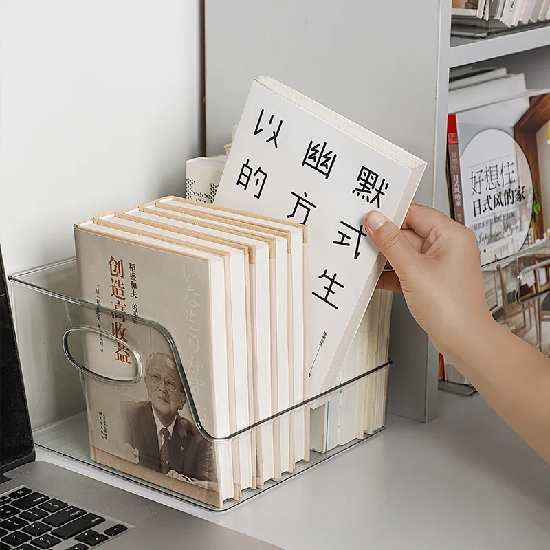 Transparent Plastic Book Storage Box Desk Book Shelf Children's Student