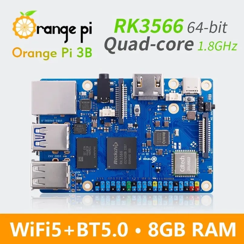 Computador de Placa Única Orange Pi-ram Rk3566 Quad-core 64 Bits Wifi Ble Gigabit Sbc Vídeo 4k Emmc Opcional 3b 8gb 4gb 2gb - Imagem 3
