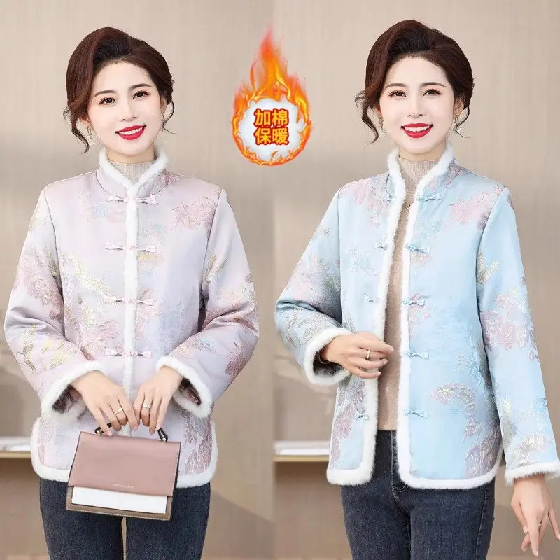 

Tang Style Cotton Jacket Chinese Style Artist Hanfu Women's Improved Cheongsam Tops Autumn And Winter Quitled Coat Z4634