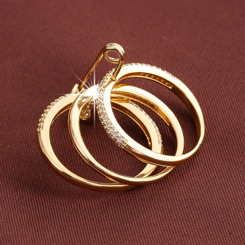 Fashion Stacked Pin Connection Three Layers Designer Ring for Women Personality Zircon Pin Ring Valentine's Day Gift Jewelry 6