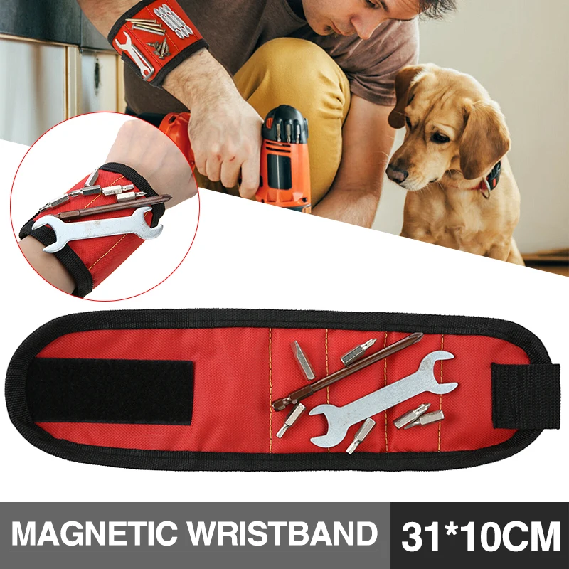 

Powerful Magnetic Wrist Band Strong Magnets Wristband Telescopic Portable Tool Bag For Pickingup Holds Wrench Screw Nail Bits
