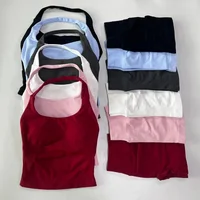 Ensemble de sport 2 pièces sans logo pour femme : débardeur dos nu et short taille haute froncé sans couture – Tenue de gym, sportswear, entraînement, yoga 1