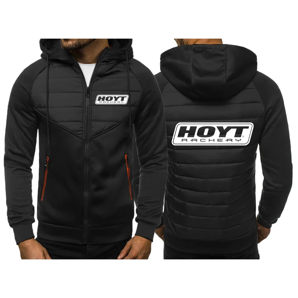 

Hoyt Archery 2024 New Spring And Autumn Men Tricolor Hooded Jacket Casual Slim Patchwork Zipper Long Sleeve Clothing