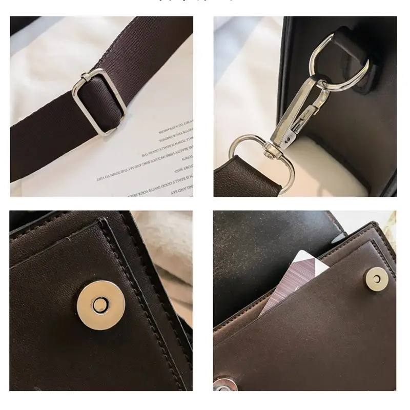Women's Bag Retro Brown Adjustable Black Messenger Bag Casual Shoulder Bags Simple Style Luxury PU Leather Famale Handbag Wallet crossbody bag women shoulder bag women messenger bag