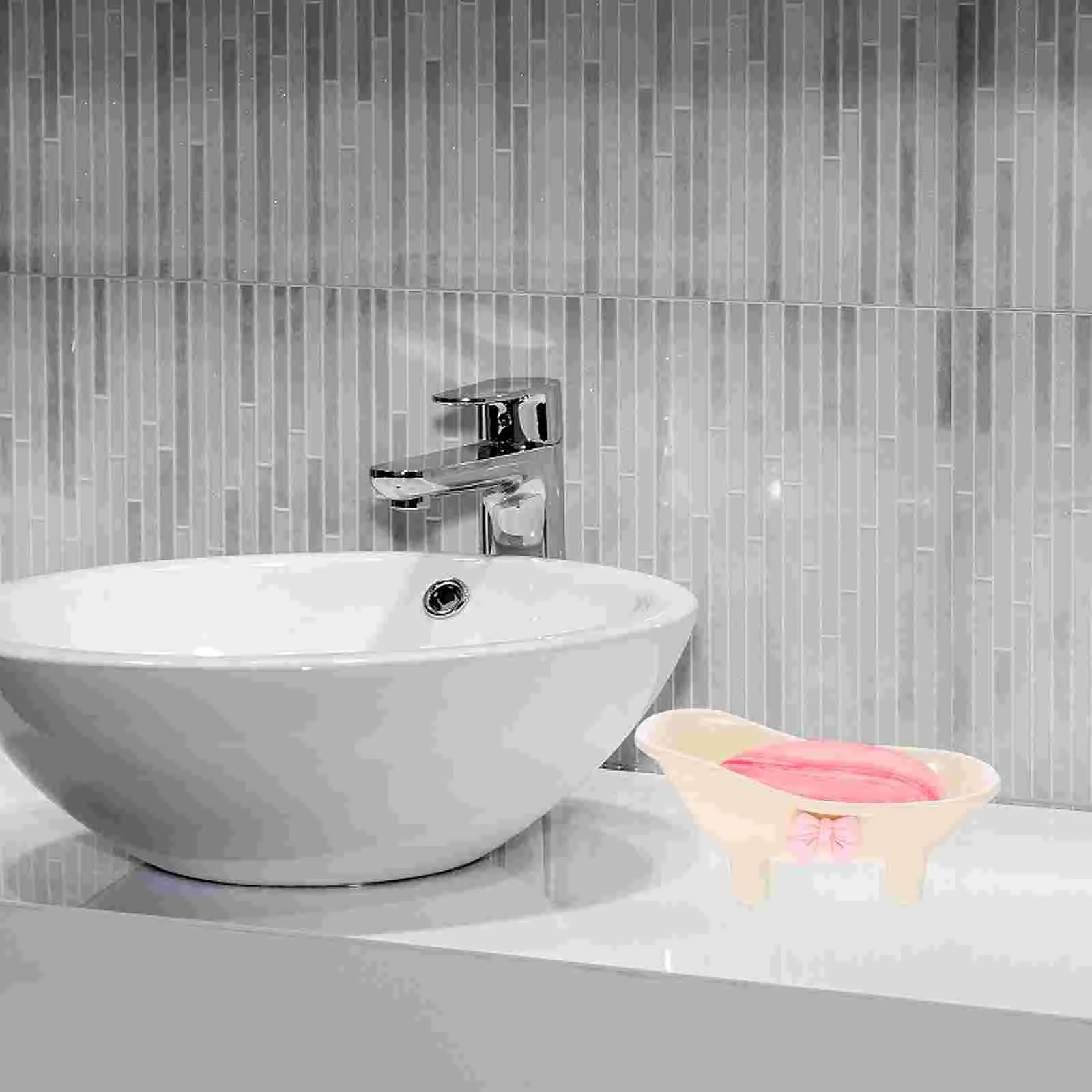 

Tray Bow Soap Dish Bathroom Bathtub Trays for Abs Kitchen Cleaning Sponge Holder