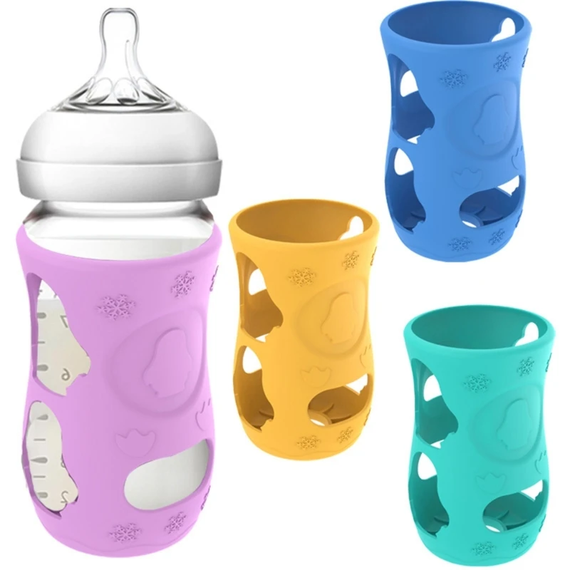 4 PCs BPA Free Silicone Baby Bottle Sleeves with Handles Anti-drop Silicone Feeding Bottle Holder 120ml/240ml Avent
