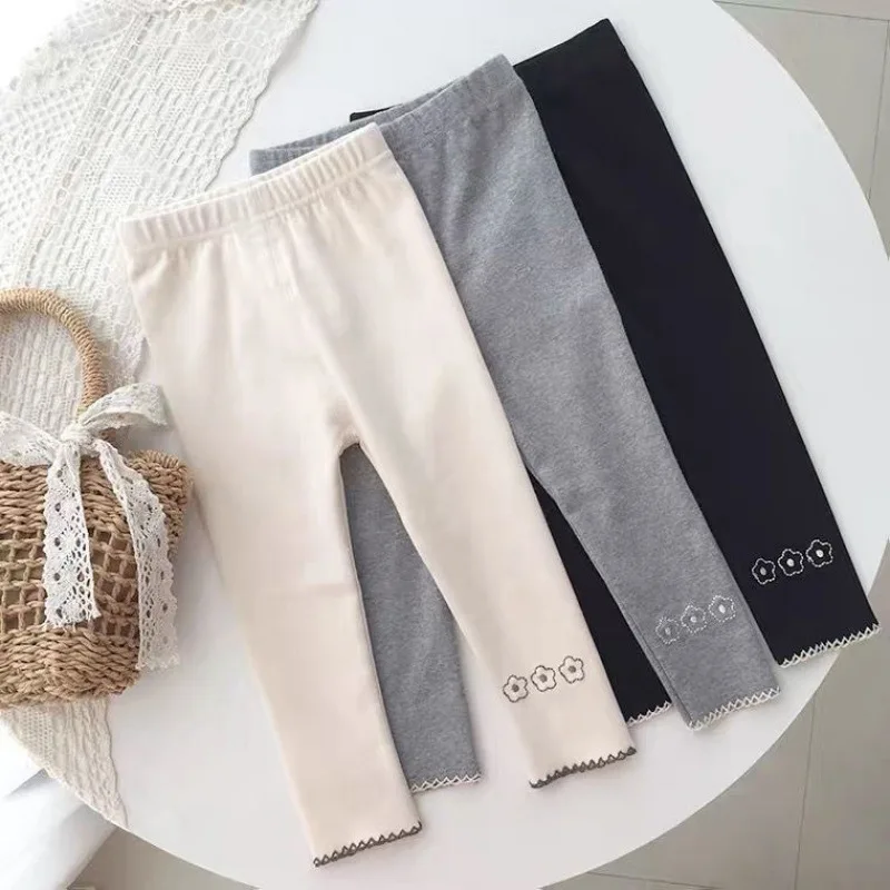 

Baby Girls Leggings Toddler Kids Elastic Waist Pants Flower Trousers 2023 Spring Autumn Children's Clothing Korean Style