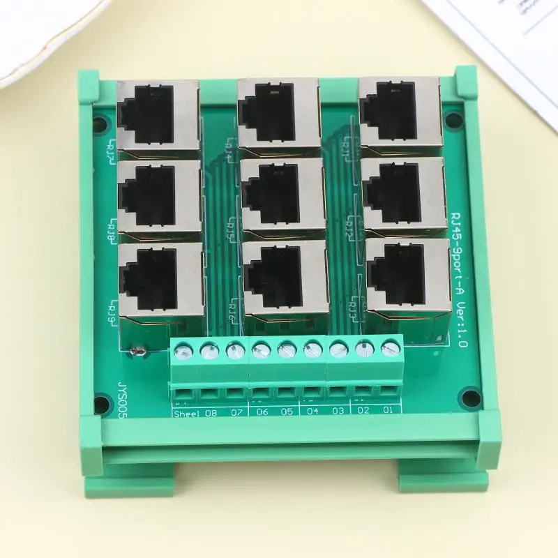 Für RJ45 8p8c Ethernet-Port-Klemmenblock-Adapter mit 9 Schraubklemmen und DIN-Schienenmontage-Design für Netzwerkverbindungen. – Detail 10