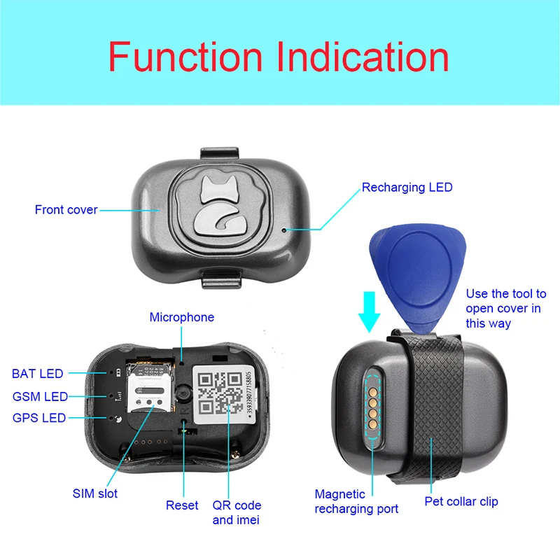 Waterproof Mini Pet Gsm Gps Pet Smart Tracker Locator Collar For Dog Cat Long Standby Free App Platform Tracking Device