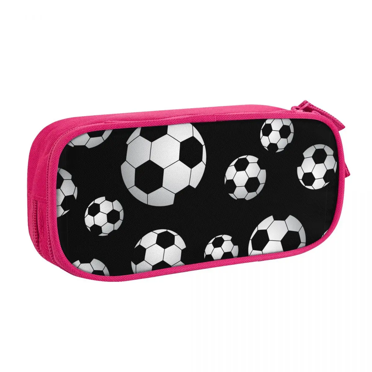 Soccer Ball Through Glass Pencil Case - 3 Compartment Large Pen Storage Bag For School & College
