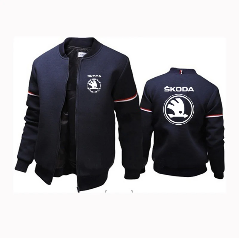 

2023 New Skoda Car Logo Spring and Autumn Mens Printing Hoodies Casual Zipper Solid Harajuku High Street Long-Sleeve Jacket Tops