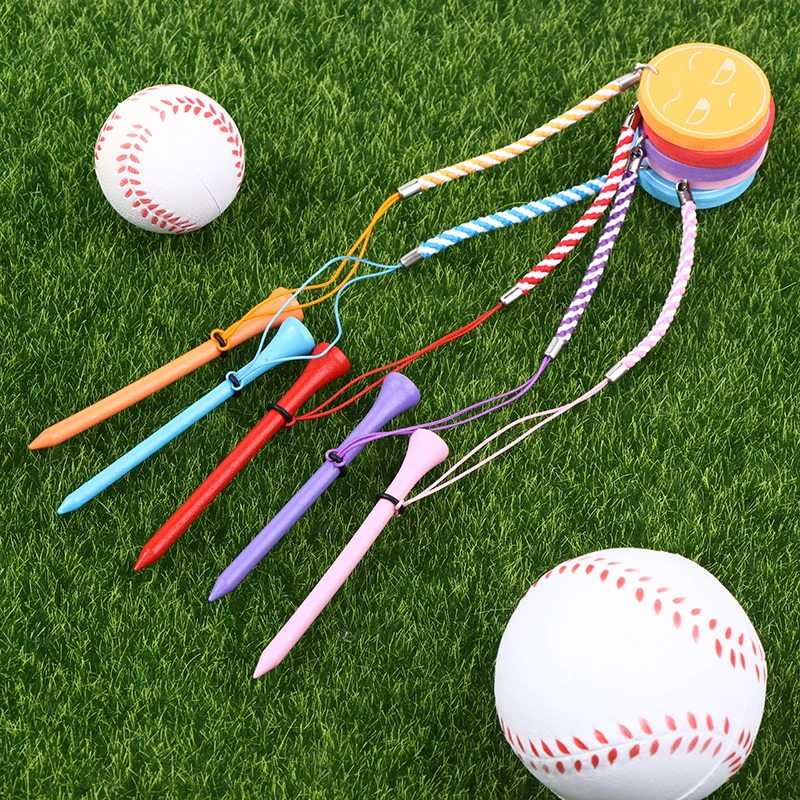 Magnetic EVA Foam Printing Golf Ball Holder Tees Golf 83mm Tees Multi-color Golf Wood Tees With Anti-loss Rope Golf Gift 4
