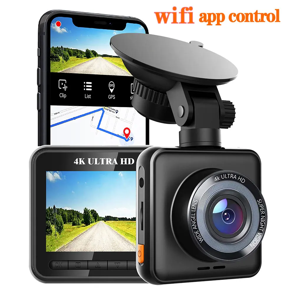 vehicle blackbox dvr Dash Cam IPS Screen Ultra HD Real 4K Car DVR CameraBuilt-In   Wi-Fi GPS Night Vision WDR Video Recorder 24H Parking Car Register car dvr