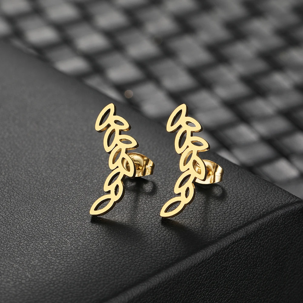 New Fashion Curved Design Sense Hollow Leaves Stud Earrings
