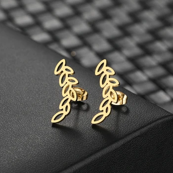 New Fashion Curved Design Sense Hollow Leaves Stud Earrings