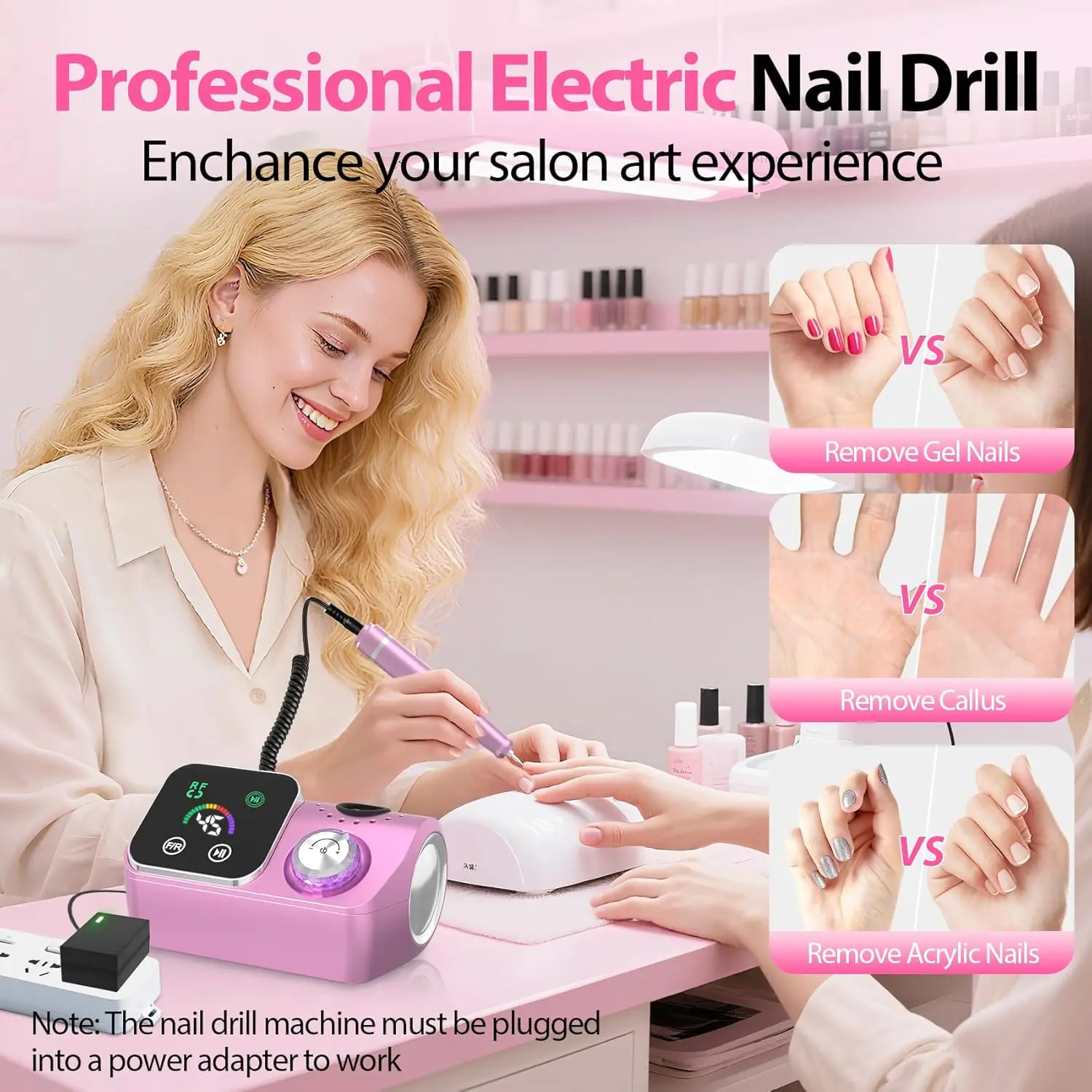 45000RPM Professional Electric Nail Drill Machine With LED Display Low Noise  Nail Sander For Home Manicure Salon Use