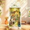 DIY Book Nook Wooden Miniature Model Kit Sylvia Garden Bookend Assembled 3D Puzzle Light Bookshelf Home Decor Friends Gifts 3