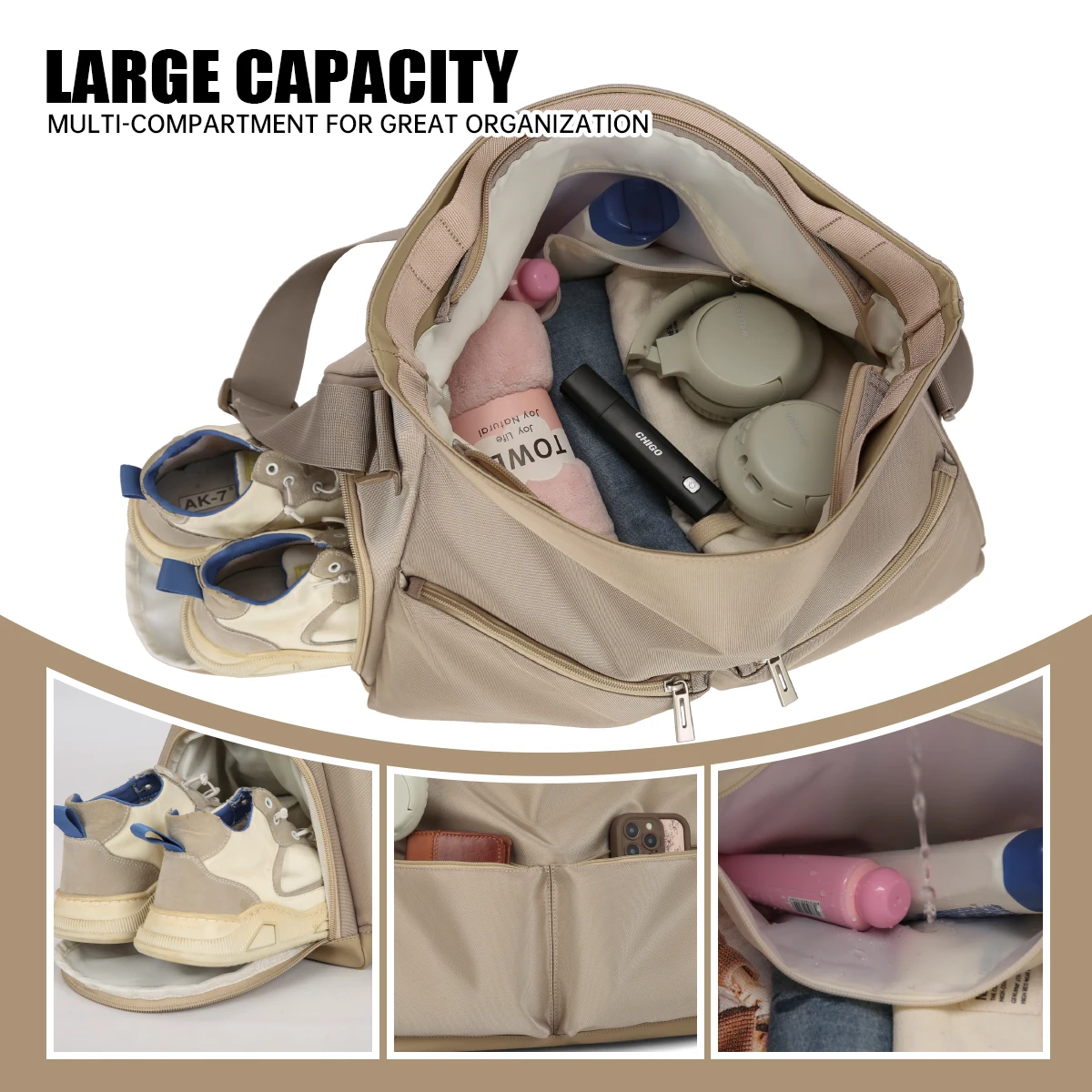 Canvas Bag for Women, Large Capacity Storage Travel Bag, Versatile Crossbody Bag, Casual Tote Bag, College Student Shoulder Bag, Gym Bag