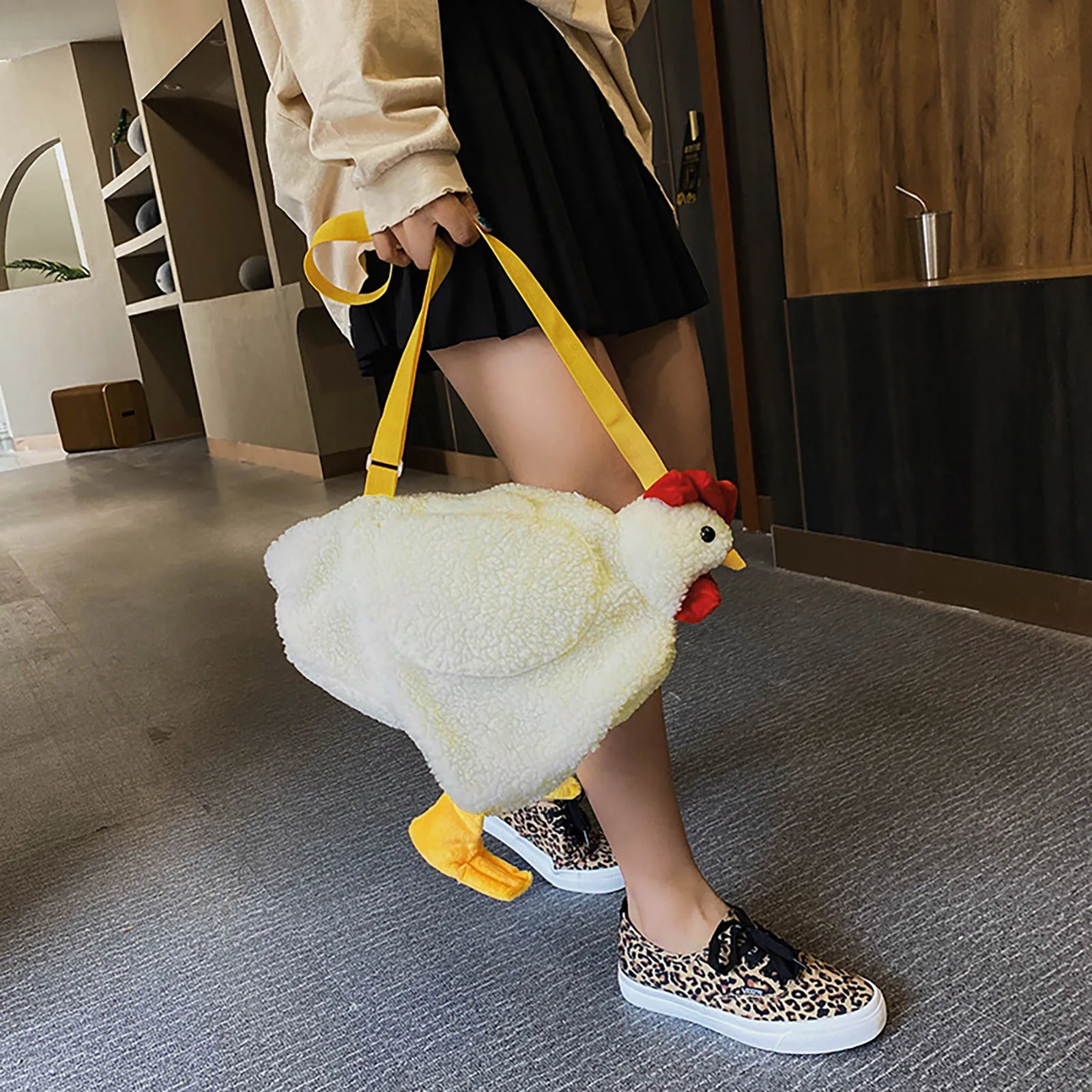 

Women's Cute Doll Large-capacity Plush Bag Chicken Purse Waist Packs Harajuku Large Capacity Casual All-match Kawaii Baby Bags