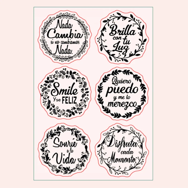 new spanish Word with wreath Clear Stamp Transparent Silicone Stamp
