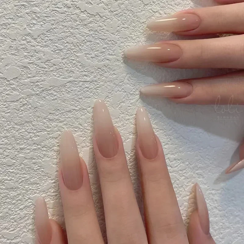 

24Pcs Simple False Nails French Ballerina Pink Fake Nails Detachable Coffin Full Cover Nail Tips Press on Nails Manicure Tools