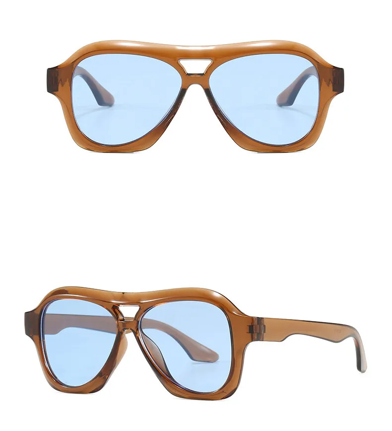 Retro Pilot Sonnenbrille Frauen Beliebte Quadratische Sonnenschutz Sonnenbrille Männer Trend Vintage Gafas De Sol UV400 # 303983 – Detail 3
