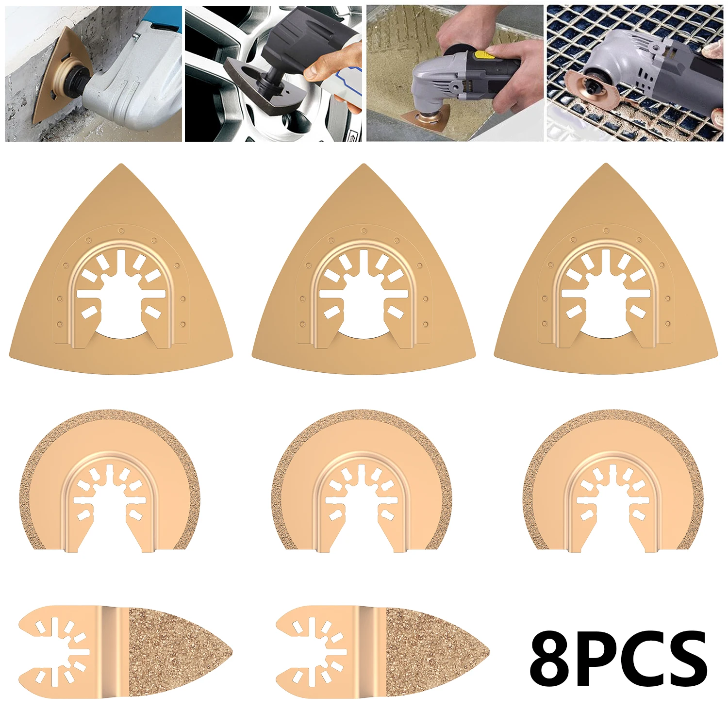 

8PCS Carbide Saw Blades Quick Release Oscillating Multi Tool Saw Blades Carbide Grinding Blades Fit Dewalt Black&Decker Fein