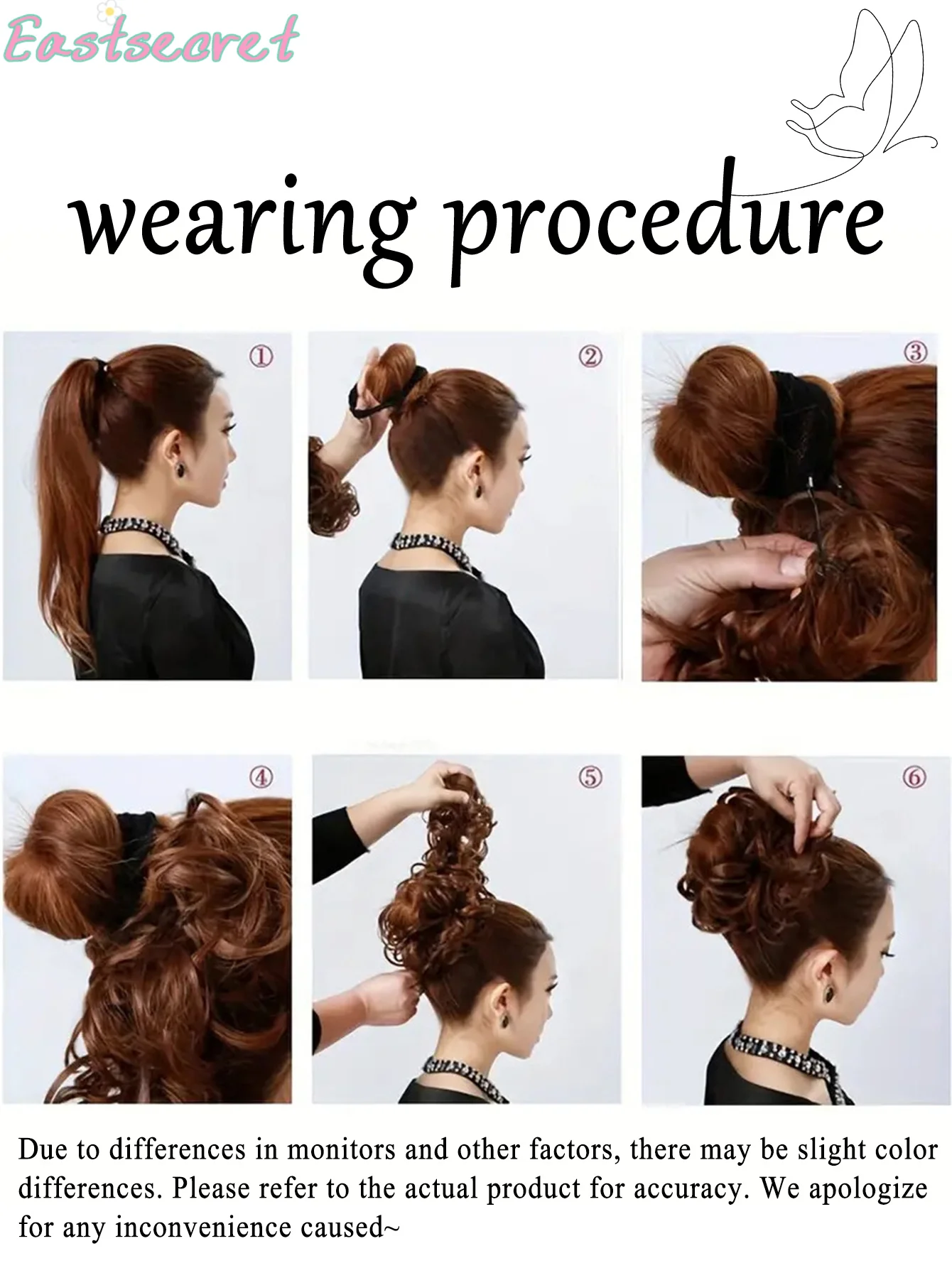 이스트 메시 번 헤어피스 곱슬 웨이브 헤어 번 스크런치 익스텐션 롱 포니테일 익스텐션 포니테일 DIY 랩 어라운드 번 헤어