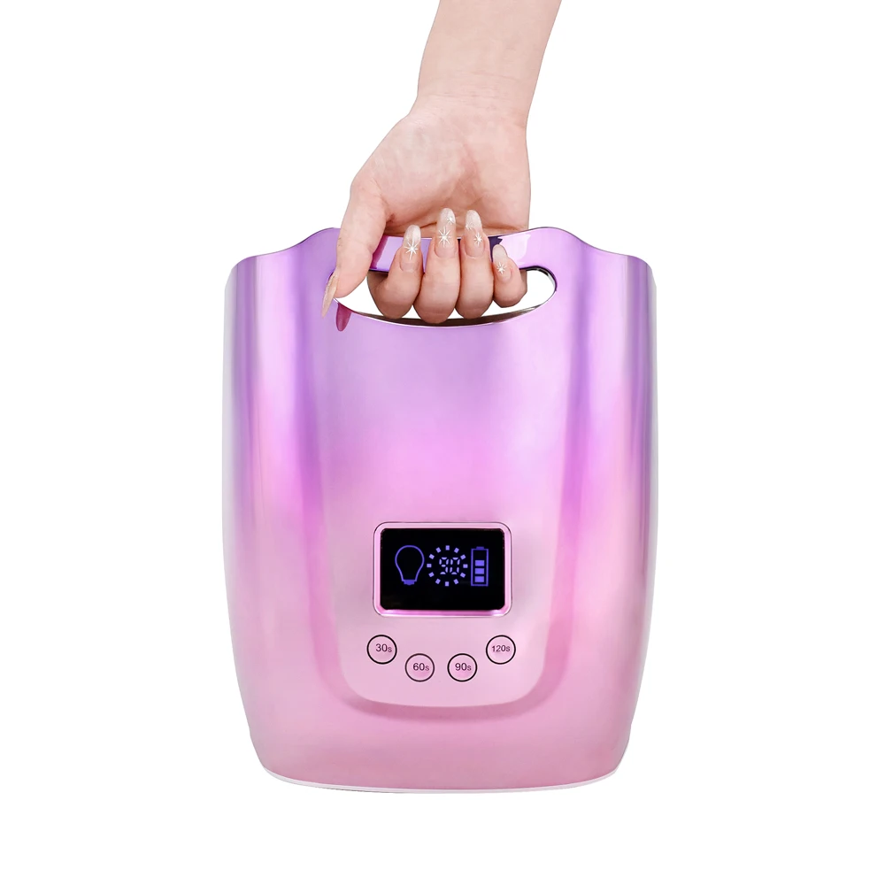 128W Cordless UV LED Nail Dryer Lamp For Curing Polish Gel Pro Cure Rechargeable Battery Lamp Nail Powerful UV Light