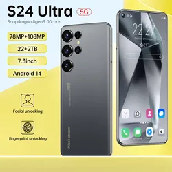 2024 S24 Ultra Original Android 14 Smartphone 22GB+2TB Cell Phone Dual Sim Celulares Mobile Phones Face Unlock 7800mAh Cellphone