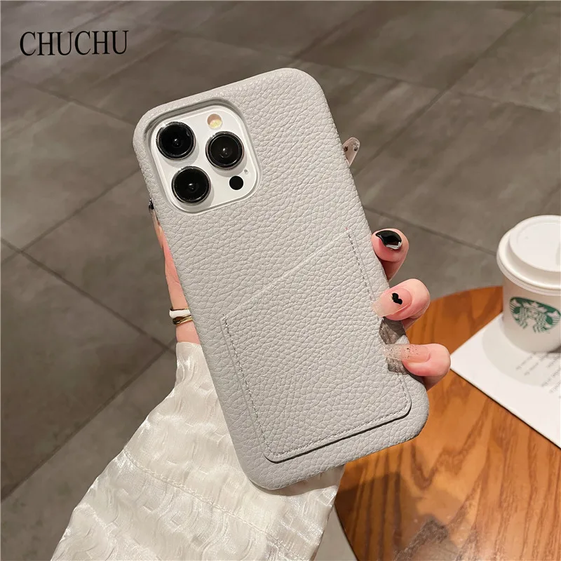Luxury Lichee Pattern PU Leather Phone Case Cover