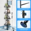 Corner Shower Caddy Tension Pole: Adjustable Stainless Steel Shower Organizer with 4 Tier Shelf for Bathroom Bathtub Tub Shampoo 4