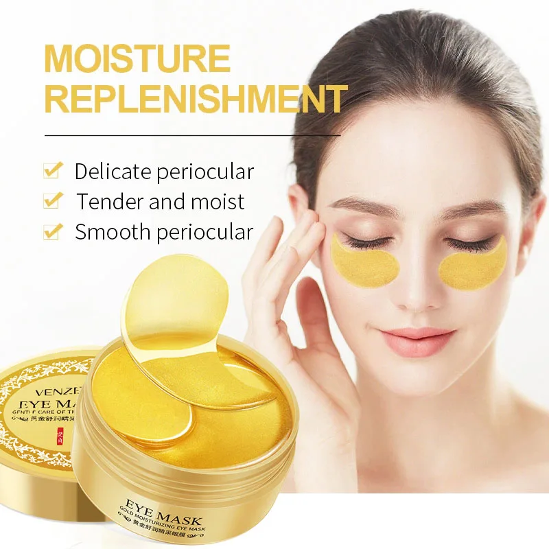 60pcs 24K Gold Collagen Eye Mask Anti Dark Circles Removal Eyes Bags Moisturizing Anti-aging Eye Patches Seaweed Eyes Gel Mask