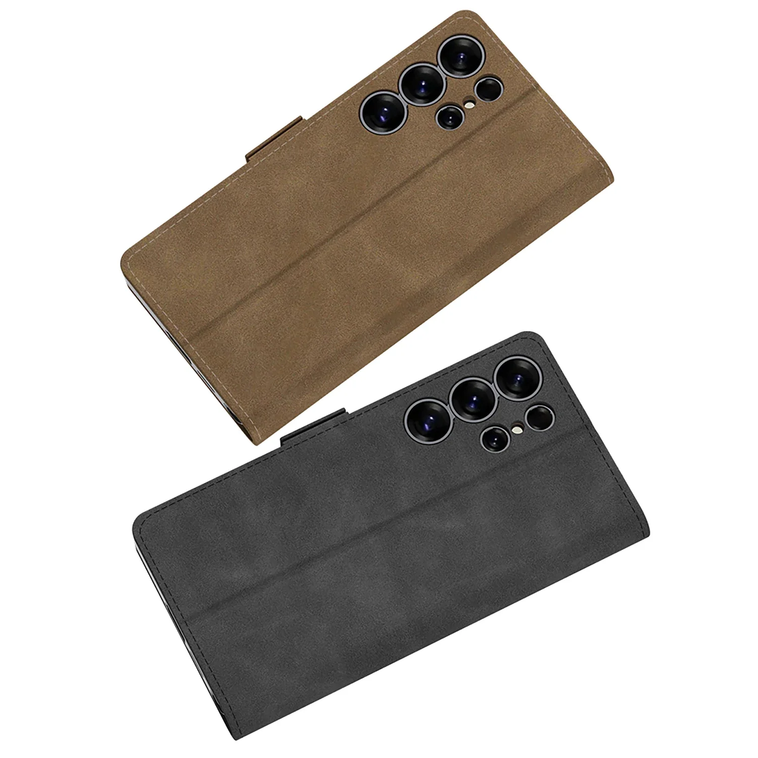 Elegant PU Leather Matte Wallet Phone Case with Card Holder & Magnetic Closure - All-Inclusive Skin Feel