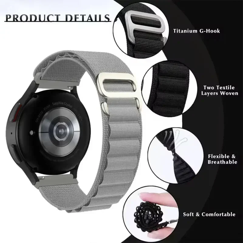 Alpine Loop Nylon Strap - 22mm Sport Band Wristband Bracelet