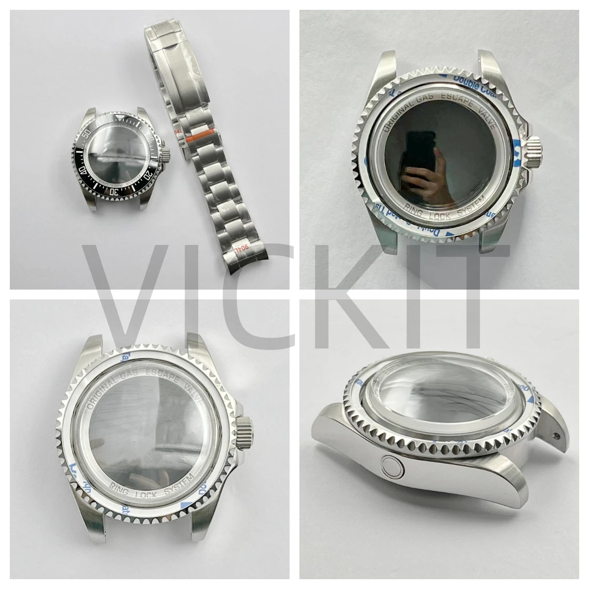 

SEA-DWELLER submariner classic watch case silver full steel case seikomod 44mm fit for 28.5mm dial
