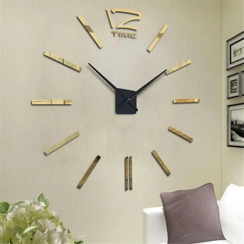 DIY Wall Clock 60cm Frameless Modern 3D Wall Clock Mirror Stickers Home Office Hotel Room Design School Decoration Decor