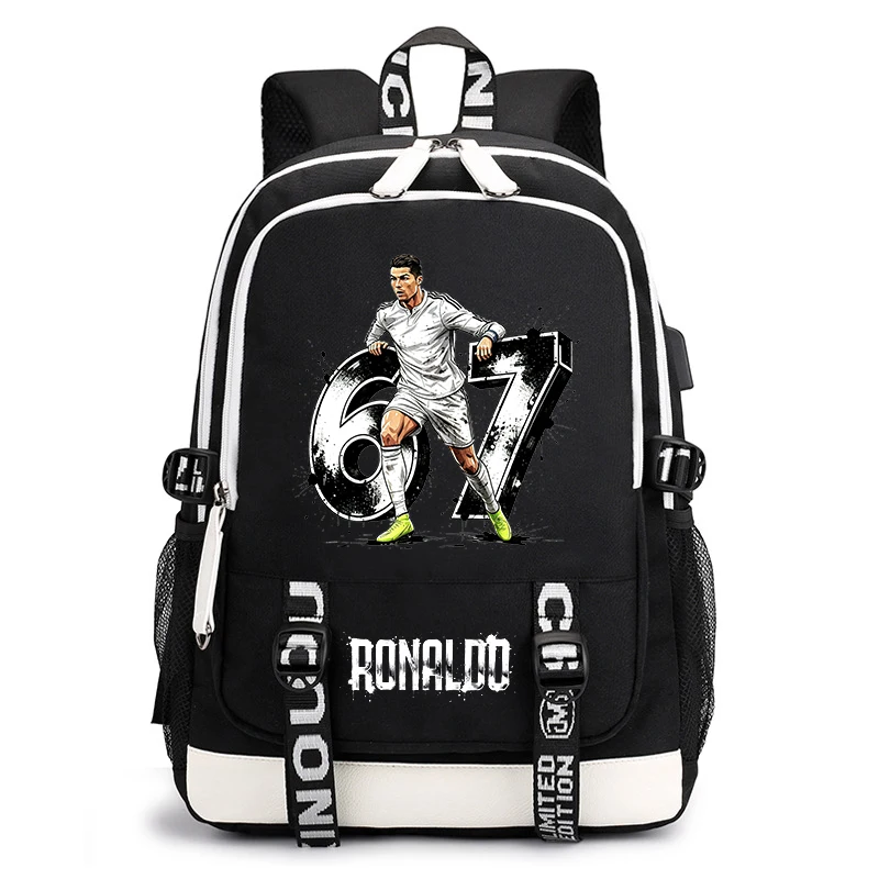 Cr7 Ronaldo 67 Print Casual Backpack for Kids Teens Lightweight School Bag Daily Travel Rucksack 1