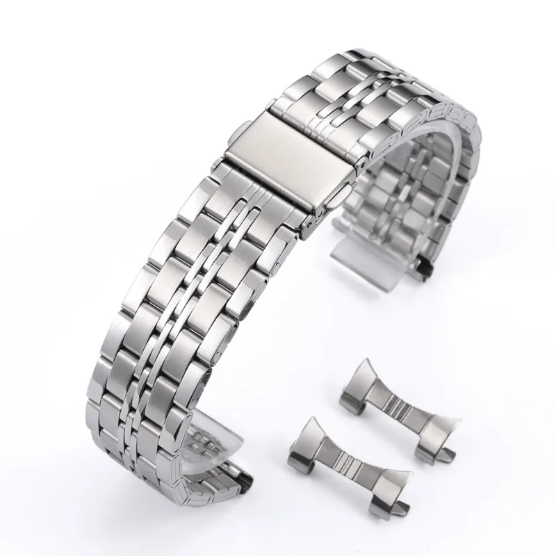 Premium Curved End Stainless Steel Watch Strap with Folding Buckle