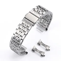 Premium Curved End Stainless Steel Watch Strap with Folding Buckle - 22mm (Silver)