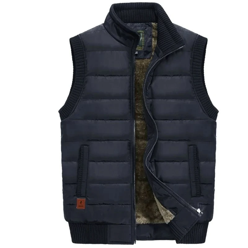 Winter Velvet Vest Men Single-Layer Fleece-Lined Middle-Aged Elderly Thickening Vest Large Size Dad Waistcoat Thermal Vest Coat