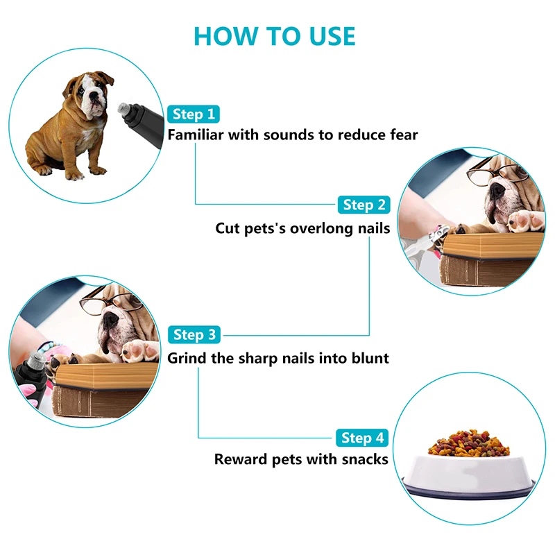 Electric Pet Nail Clipper 2 Speeds Rechargeable Dog Nail Grinder Portable Puppy Cat Paws Nails Grooming Tools Pet Supplies